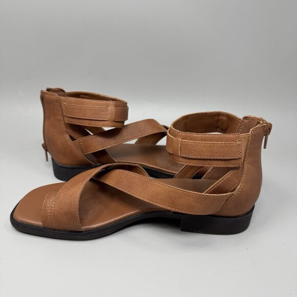 Frye And Co. Tallu Cognac Brown Back Zip Sandals Women's Size 9.5 - Picture 2 of 8
